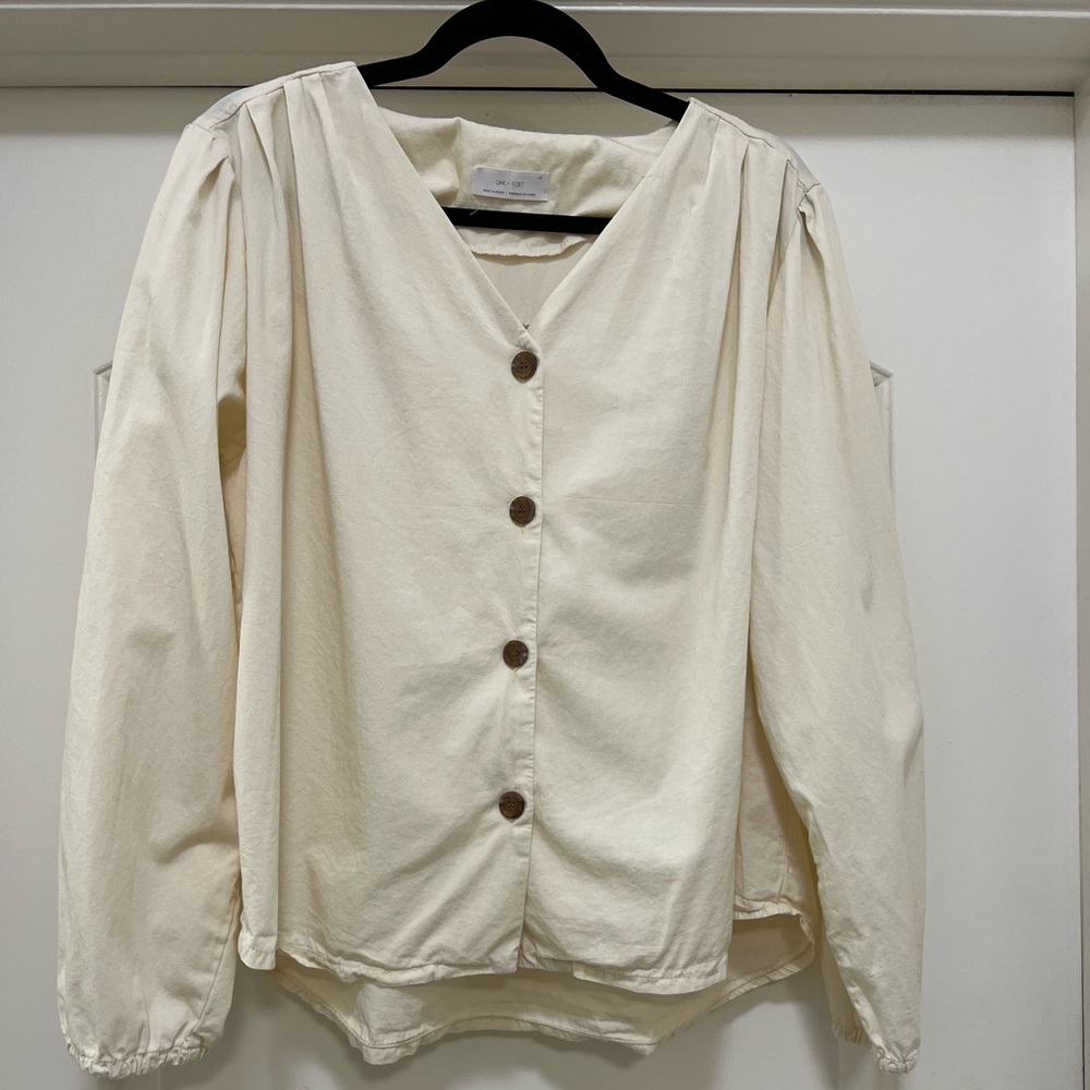 OAK + FORT Off-White Button Blouse